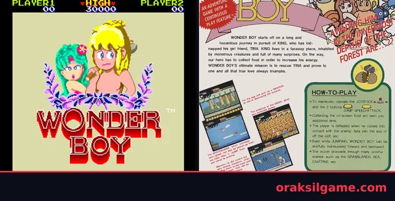 원더 보이 런앤건 게임 화면 1 - Arcade (1986)