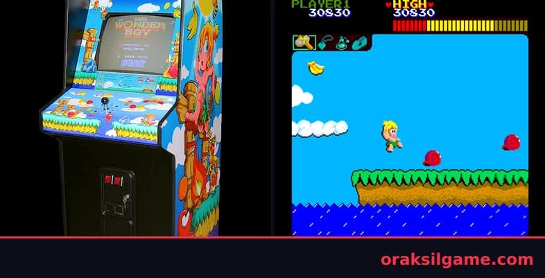 원더 보이 런앤건 게임 화면 2 - Arcade (1986)