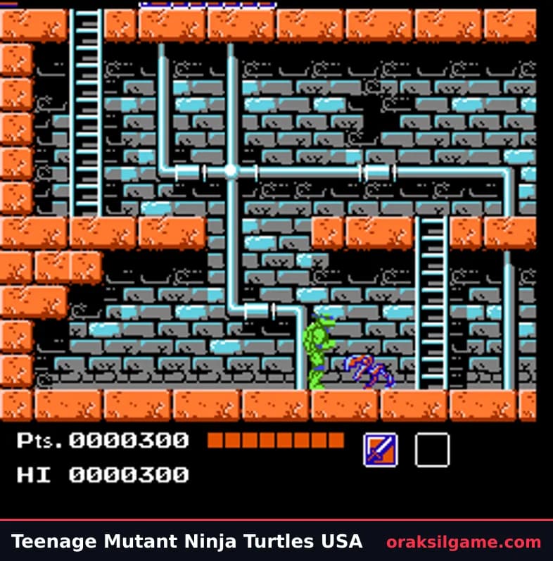 닌자 거북이 (패미컴) 벨트스크롤 게임 화면 2 - 패미컴 (1989)