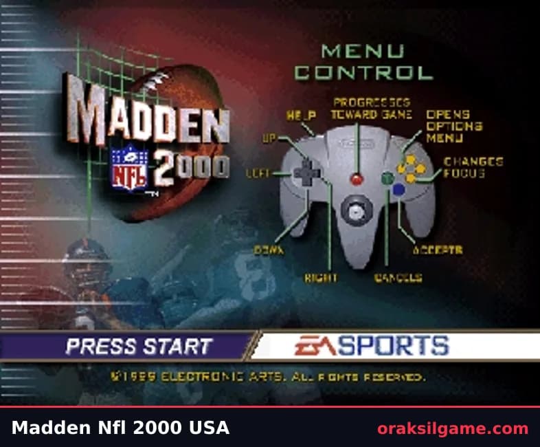 매든 NFL 2000 스포츠 게임 화면 2 - 닌텐도 64 (1999)