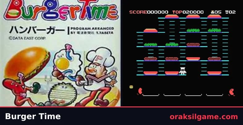 버거타임 MSX판 액션 게임 화면 1 - MSX (1985)