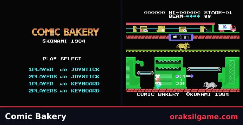 코믹 베이커리 액션 게임 화면 1 - MSX (1984)