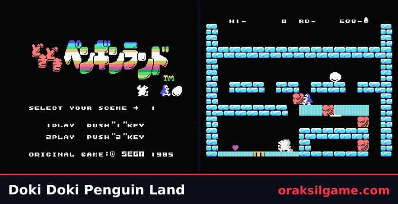 펭귄 랜드 액션 게임 화면 1 - MSX (1985)