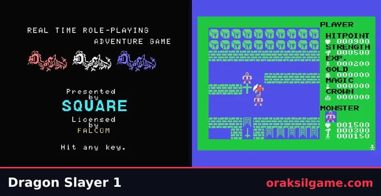 드래곤 슬레이어 RPG 게임 화면 1 - MSX (1985)