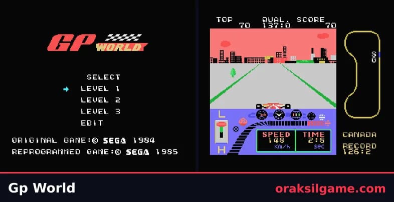GP 월드 레이싱 게임 화면 1 - MSX (1985)