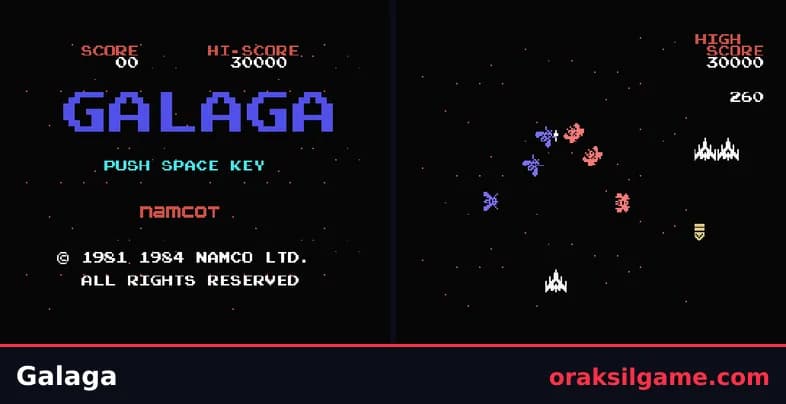 갤러그 MSX판 슈팅 게임 화면 1 - MSX (1984)