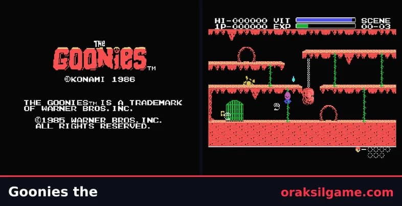 구니스 액션 게임 화면 1 - MSX (1986)