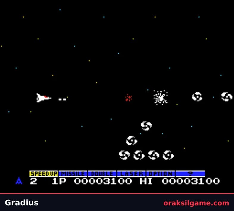 그라디우스 MSX판 슈팅 게임 화면 2 - MSX (1986)