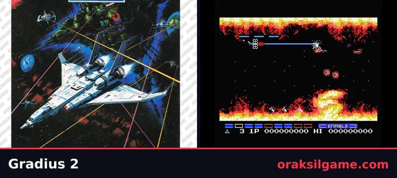 그라디우스 2 MSX판 슈팅 게임 화면 1 - MSX (1987)