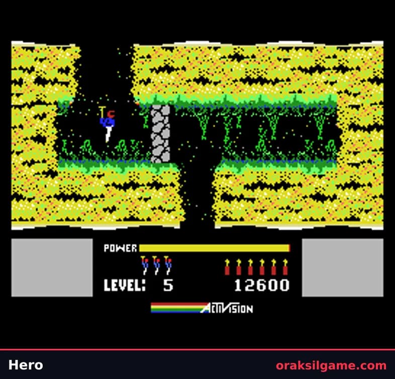 히어로 플랫폼 게임 화면 1 - MSX (1984)