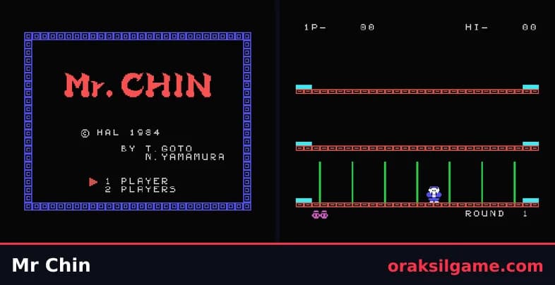 미스터 친 플랫폼 게임 화면 1 - MSX (1984)