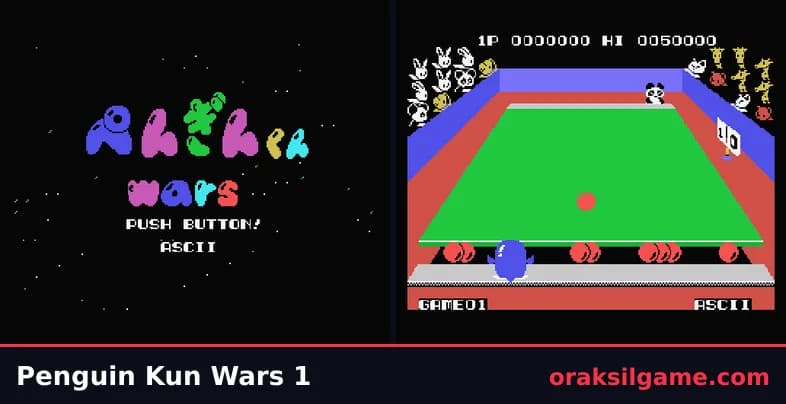 펭귄군 워즈 MSX판 스포츠 게임 화면 1 - MSX (1985)