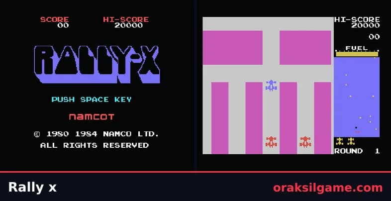 랠리 X MSX판 레이싱 게임 화면 1 - MSX (1984)