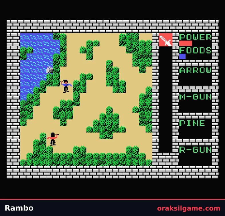 람보 (MSX) 액션 게임 화면 2 - MSX (1985)