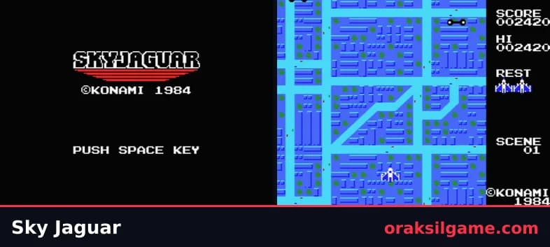 스카이 재규어 슈팅 게임 화면 1 - MSX (1984)