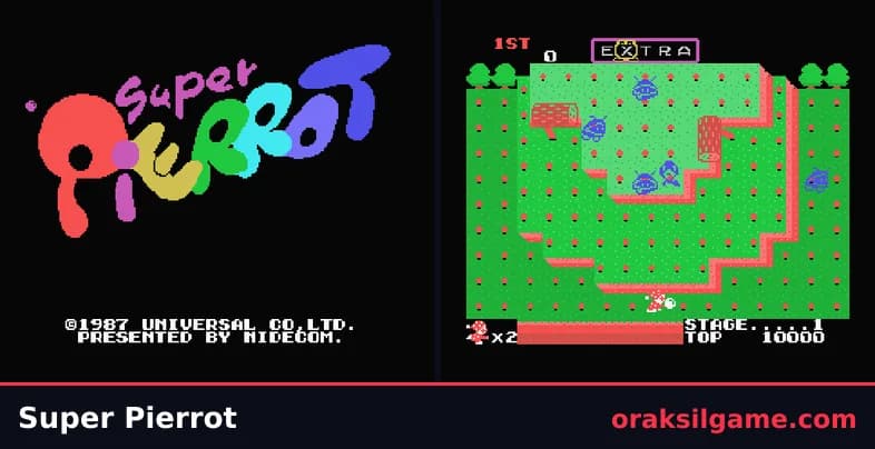 슈퍼 피에로 액션 게임 화면 1 - MSX (1987)