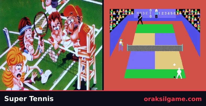슈퍼 테니스 MSX 스포츠 게임 화면 1 - MSX (1984)
