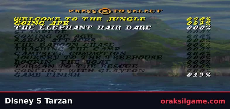 디즈니 타잔 플랫폼 게임 화면 1 - 플레이스테이션 (1999)