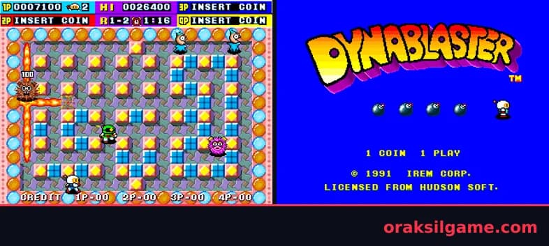 다이너블래스터 봄버맨 미로 게임 화면 2 - Arcade (1991)