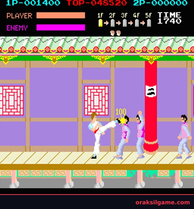 쿵푸 마스터 액션 게임 화면 3 - Arcade (1984)